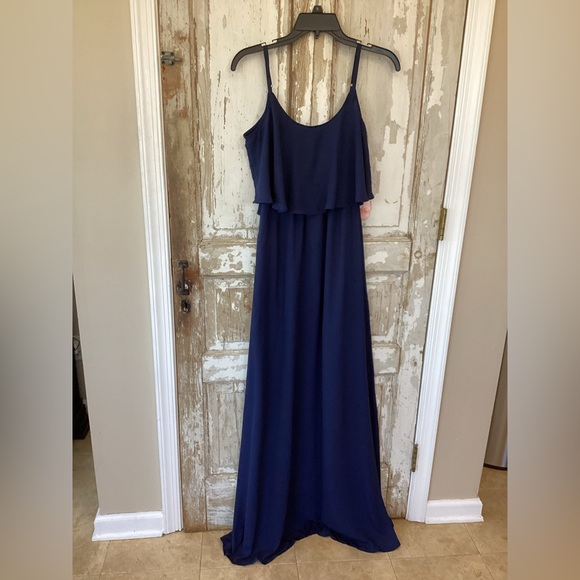 Show Me Your Mumu Caitlin Ruffle Maxi Dress SZ XS Navy Crisp - NWT! - Picture 4 of 11